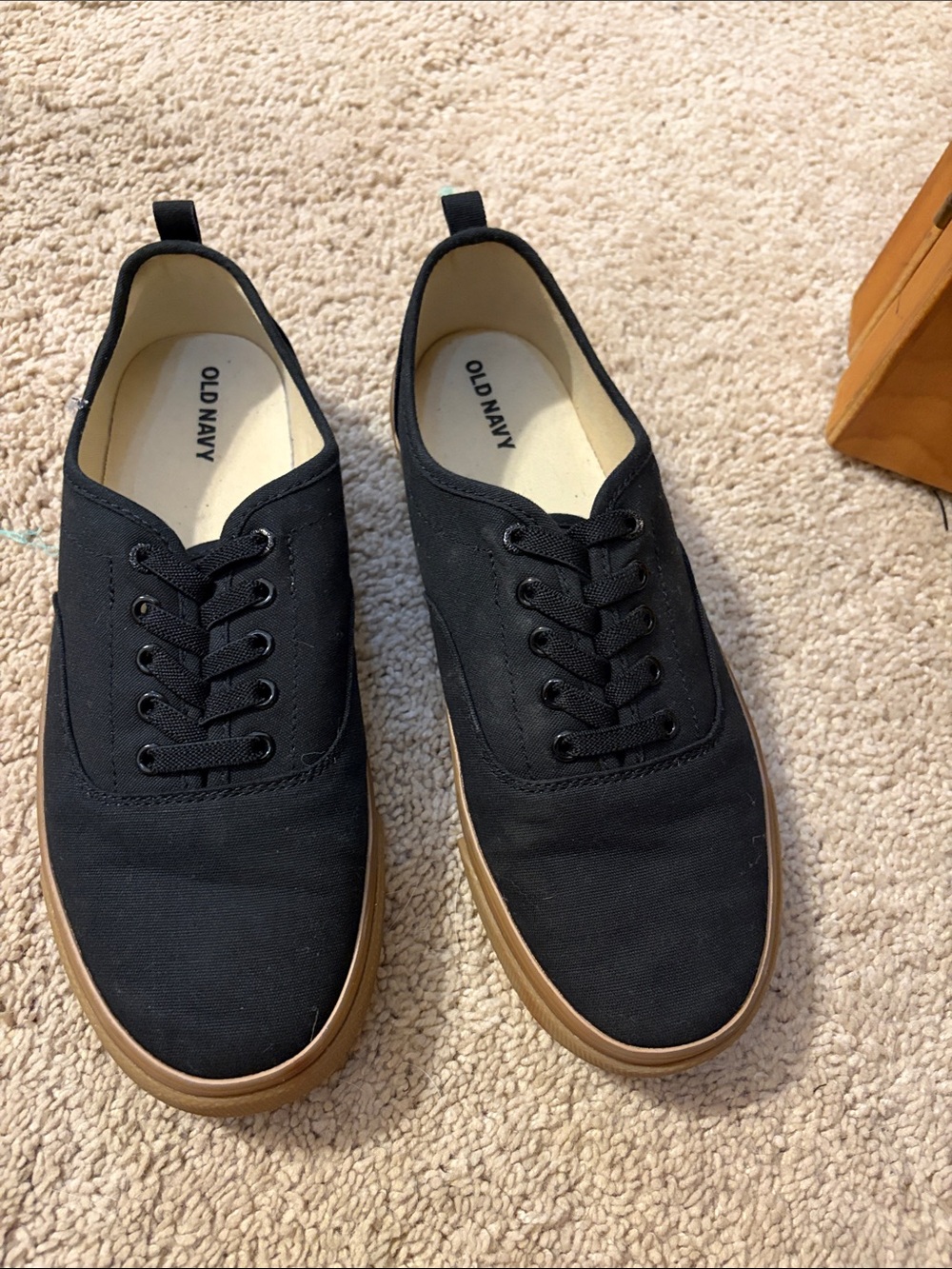 Old Navy Black Canvas Sneakers with Tan Gum Sole